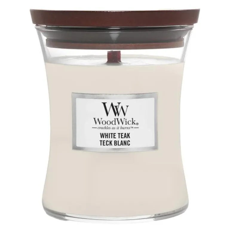 Hourglass duftlys medium white teak