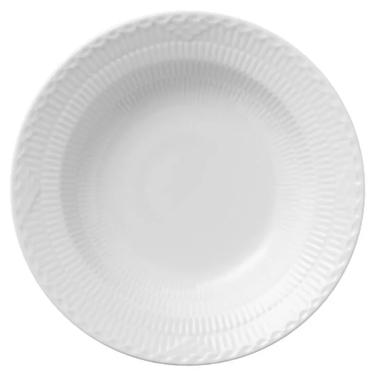 Hvit Riflet Halvblonde dyp tallerken 21 cm