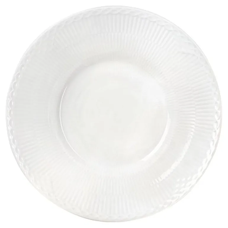 Hvit Riflet Halvblonde dyp tallerken 24 cm