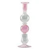 Illume lysestake 25 cm rosa/grønn