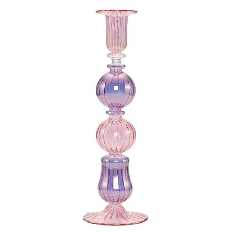 Illume lysestake 25 cm rosa/lilla