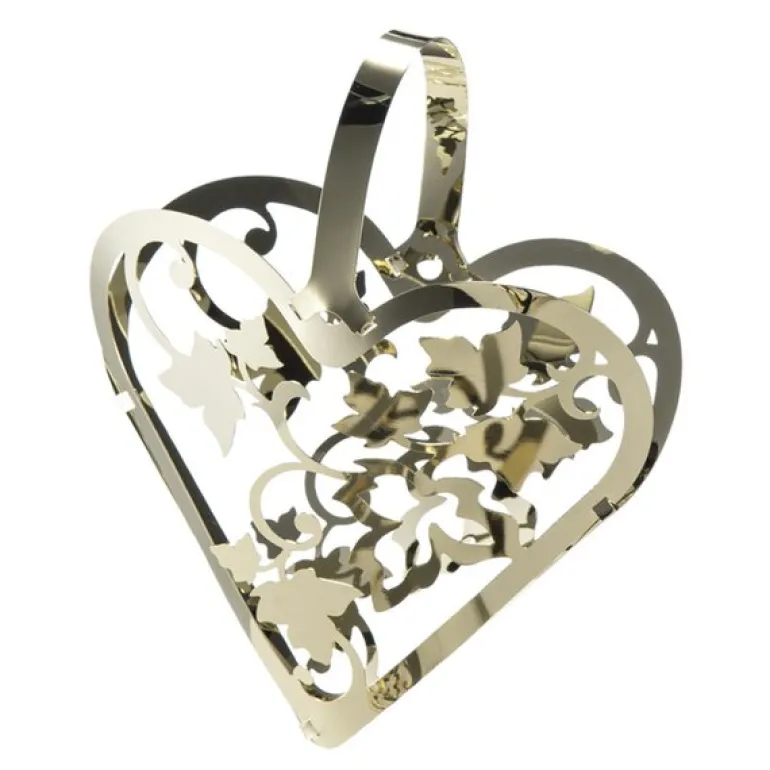 Istind ornament hjerte 11 cm gull