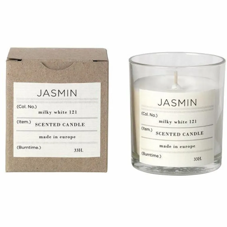 Jasmin duftlys 7,4 cm hvit