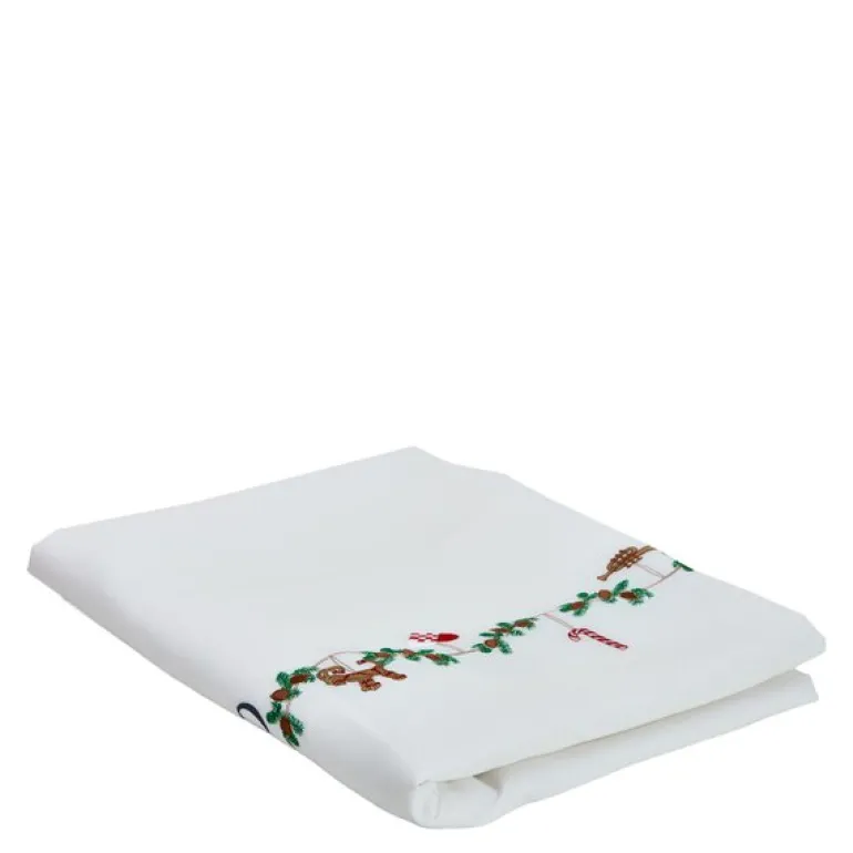 Juleduk med broderte motiver 340x140 cm
