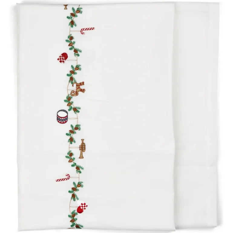 Juleduk med broderte motiver 340x140 cm