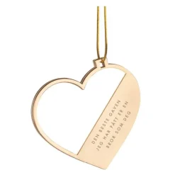Julepynt hjerte m/fotoramme bror 7x0,5 cm 14K gull
