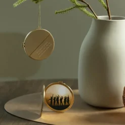 Julepynt medaljong m/fotoramme 7x7 cm bestevenn gull
