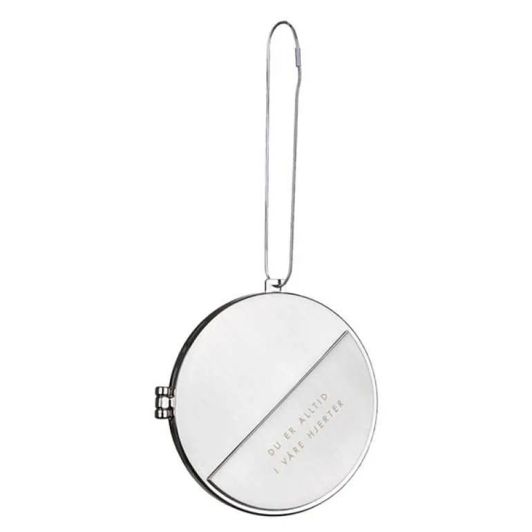 Julepynt medaljong m/fotoramme 7x7 cm i våre hjerter sølv