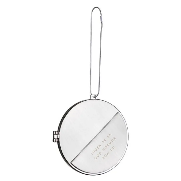 Julepynt medaljong m/fotoramme 7x7 cm mormor sølv