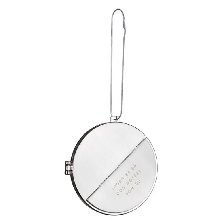 Julepynt medaljong m/fotoramme 7x7 cm morfar sølv