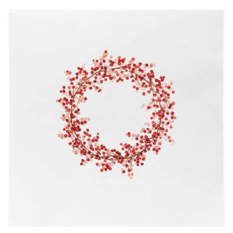 Juleserviett julekrans 33x33 cm rød