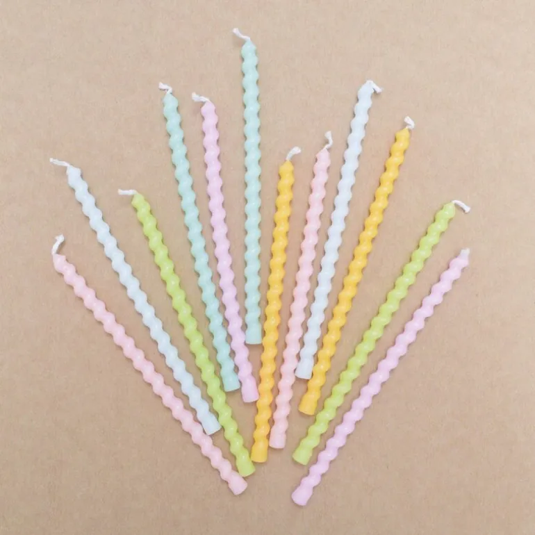 Kakelys vridde 12 stk pastell multi