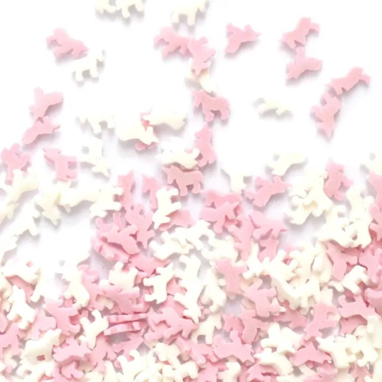 Kakestrø enhjørning 50 g rosa/hvit