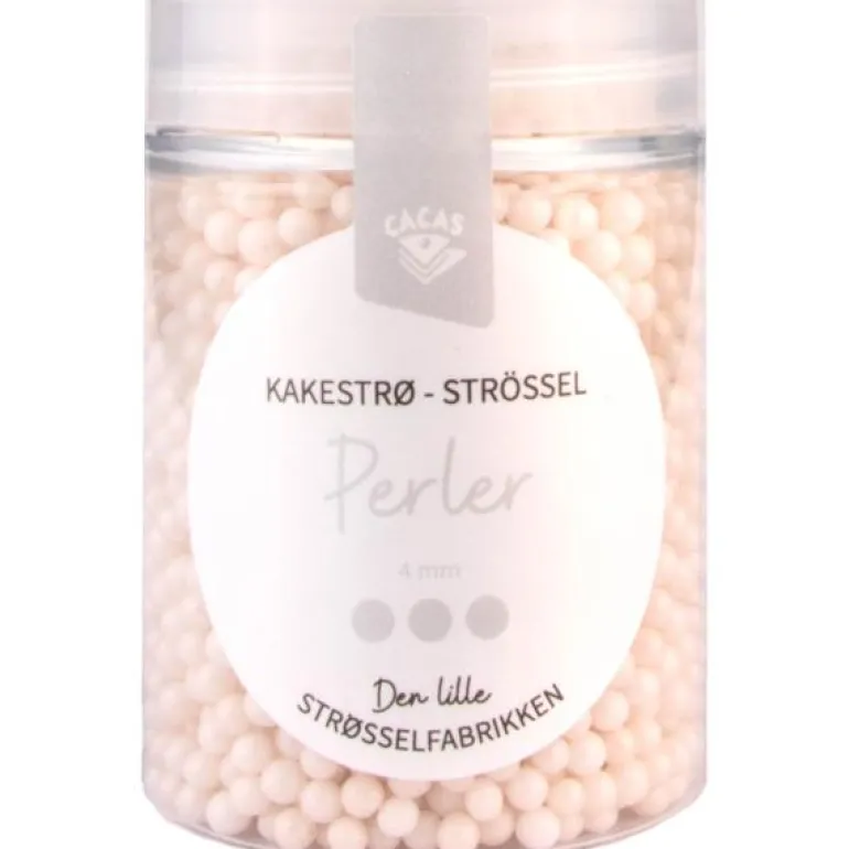 Kakestrøssel perler 4 mm 90g hvit perlemor