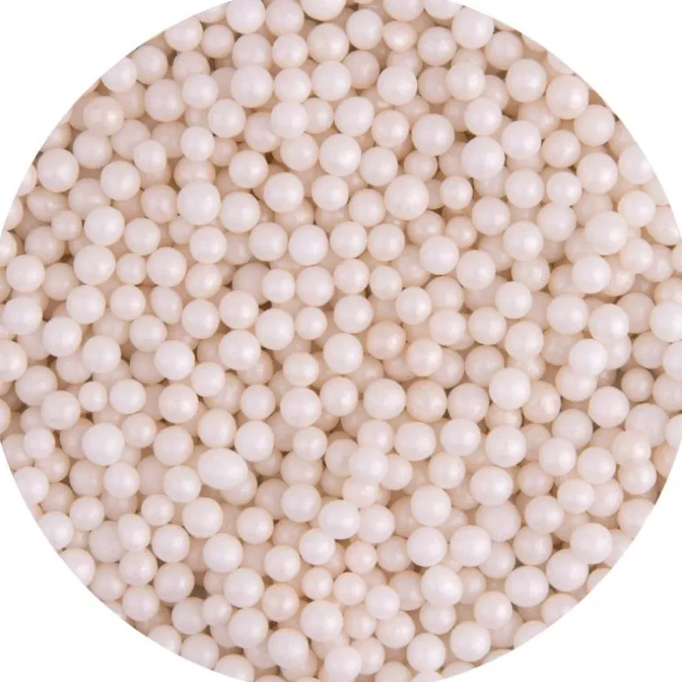 Kakestrøssel perler 4 mm 90g hvit perlemor