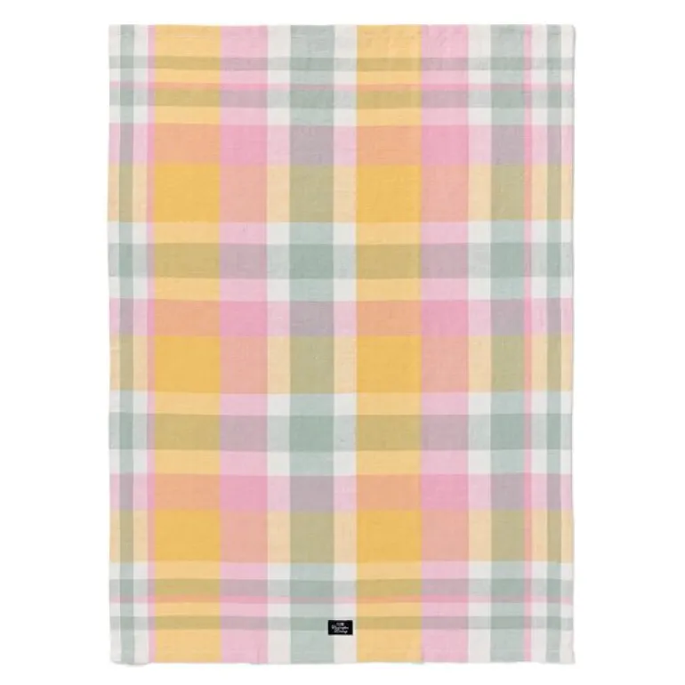 Kjøkkenhåndkle påskeruter 50x70 cm gul/grønn/rosa