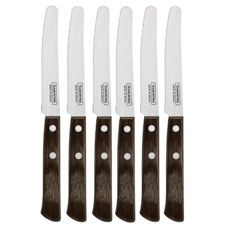 Knivsett 6 deler blank/brun