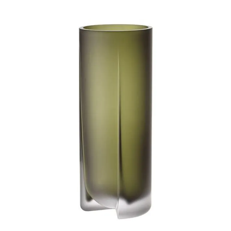 Kuru vase 25,5 cm frostet mosegrønn
