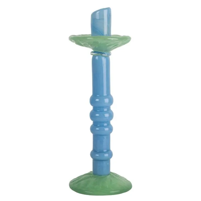 Lara lysestake 32 cm lys blå/minty green