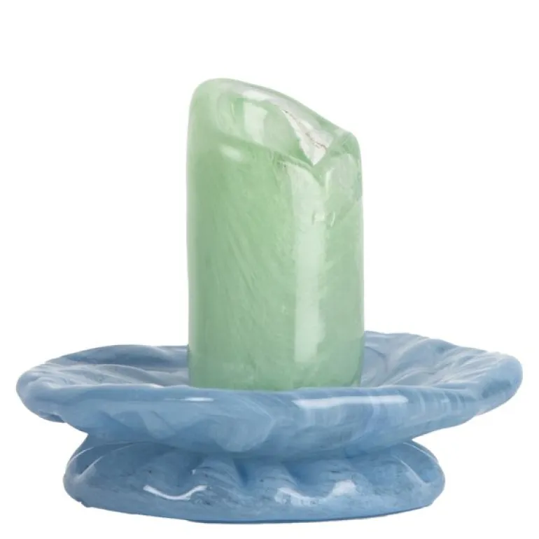 Lara lysestake 9 cm minty green/lys blå