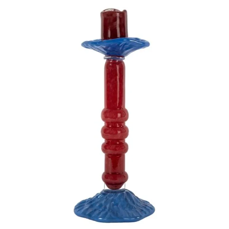 Lara lysestake stor 12x32 cm vinrød