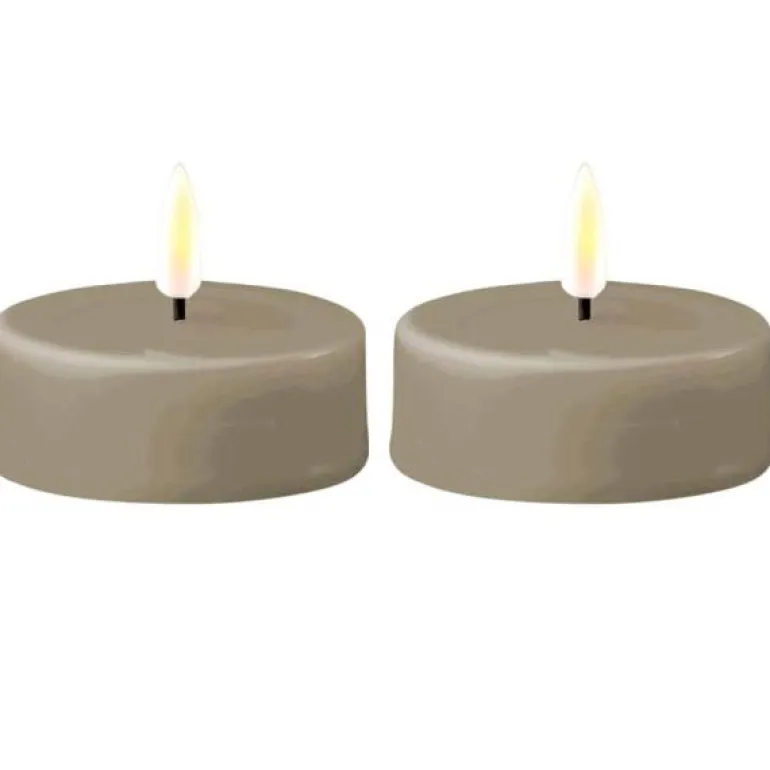 LED Jumbo telys 2 stk 6,1x4,5 cm sand