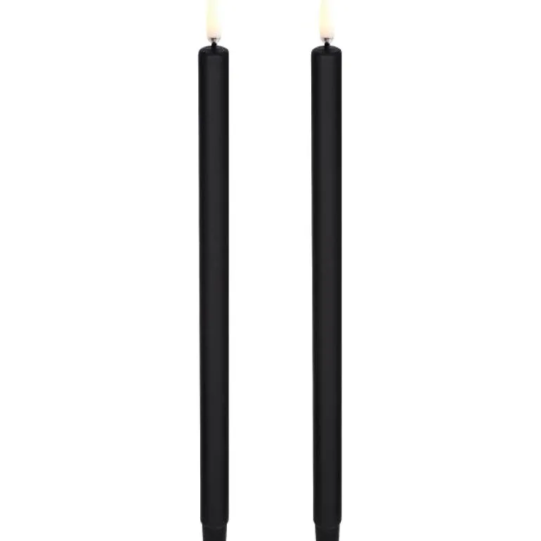LED kronelys 25 cm 2 stk svart