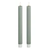 LED kronelys 2,2 x 24 cm 2 stk salvie grønn