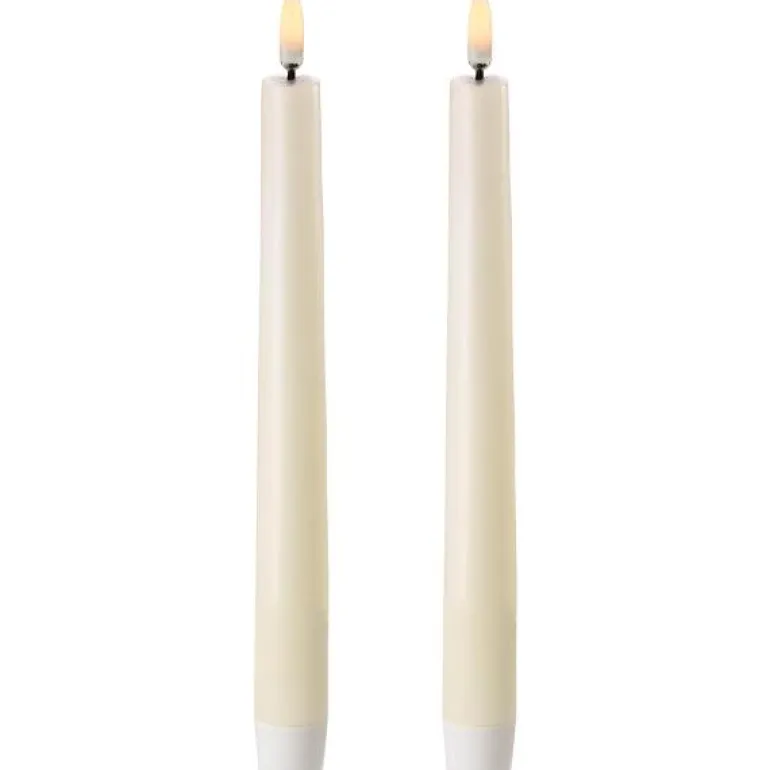 LED kronelys 20,5x2,3 cm 2 stk ivory