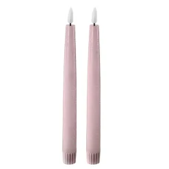 LED kronelys 2,2x22 cm 2 stk pastel rose