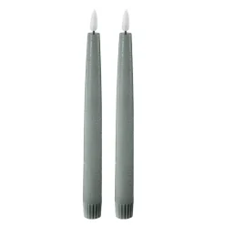 LED kronelys 2,2x22 cm 2 stk sage