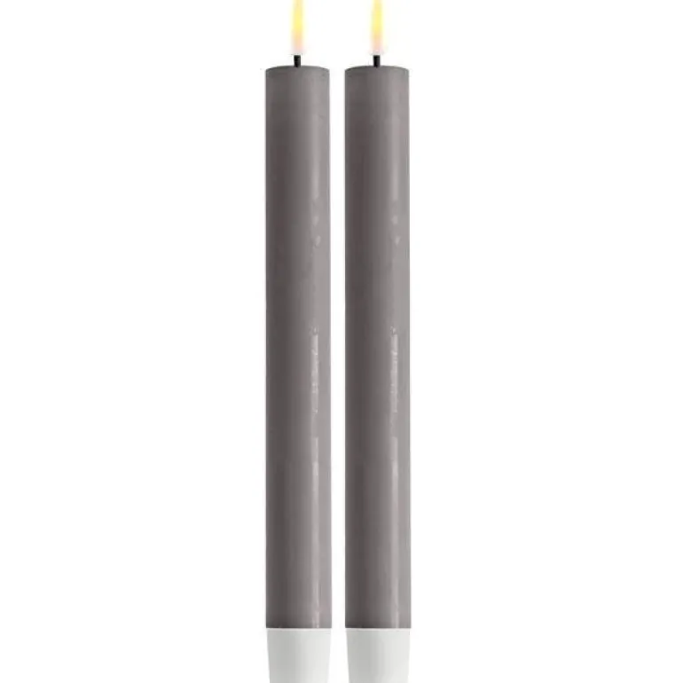 LED kronelys 2x24 cm grå