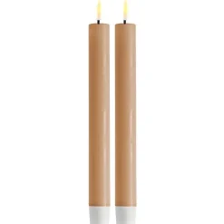 LED kronelys 2x24 cm karamell