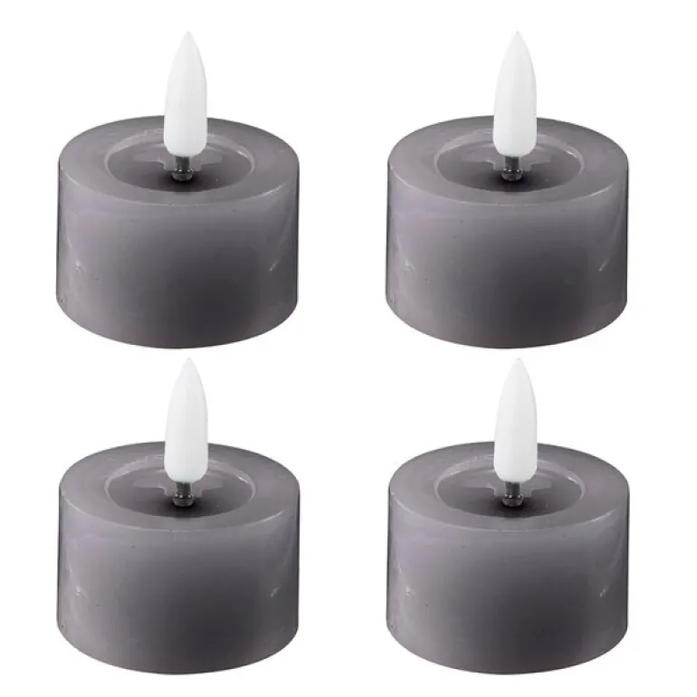 LED telys 4,5x2,5 cm 4 stk dark gray