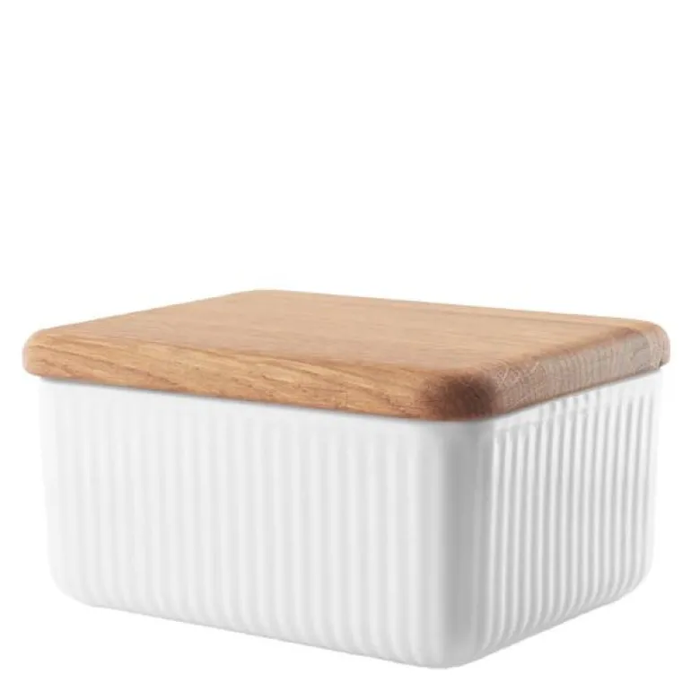 Legio Nova smørboks m/eikelokk 12x10 cm hvit