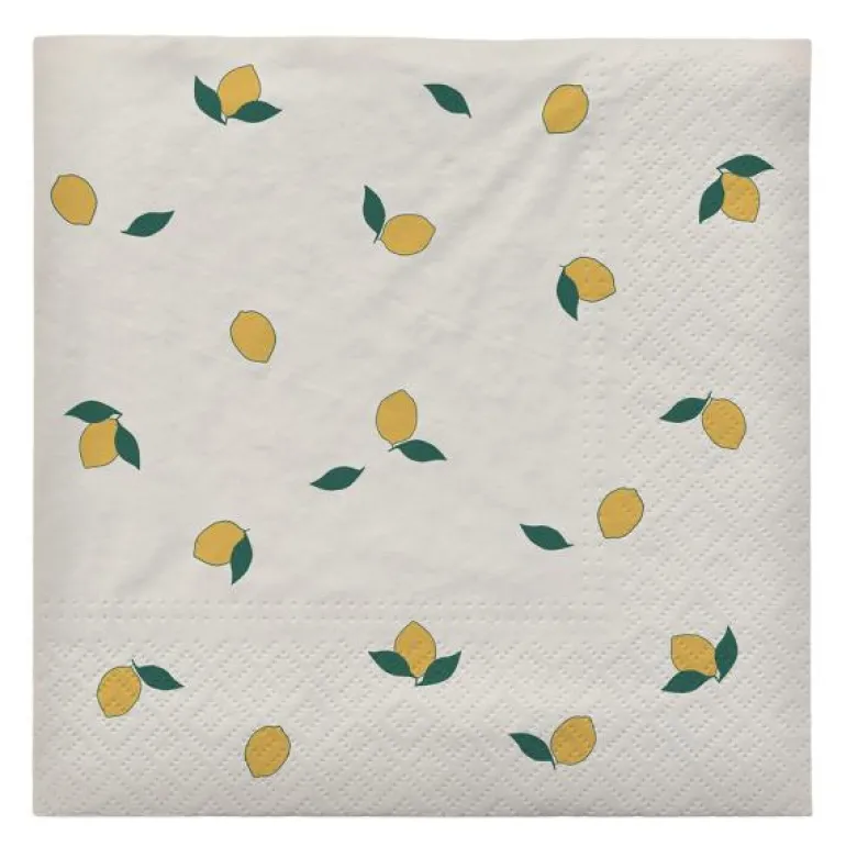 Lemon serviett 33x33 cm off white/gul