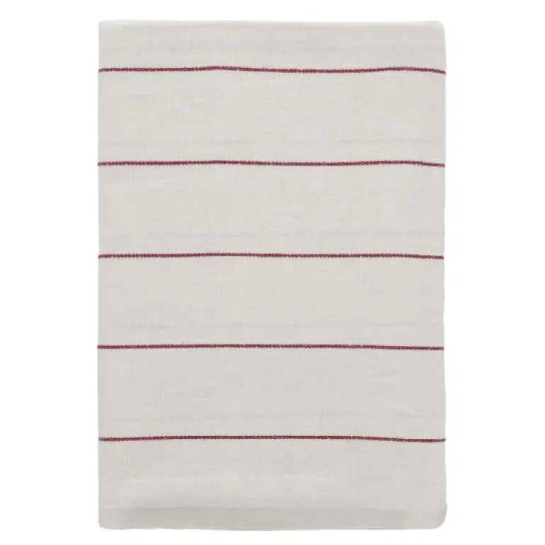 Line duk 140x270 cm offwhite/red