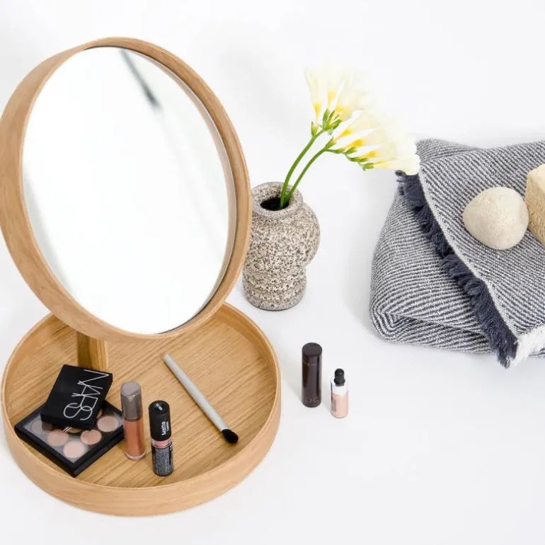 Look sminkespeil med fot 25 cm eik