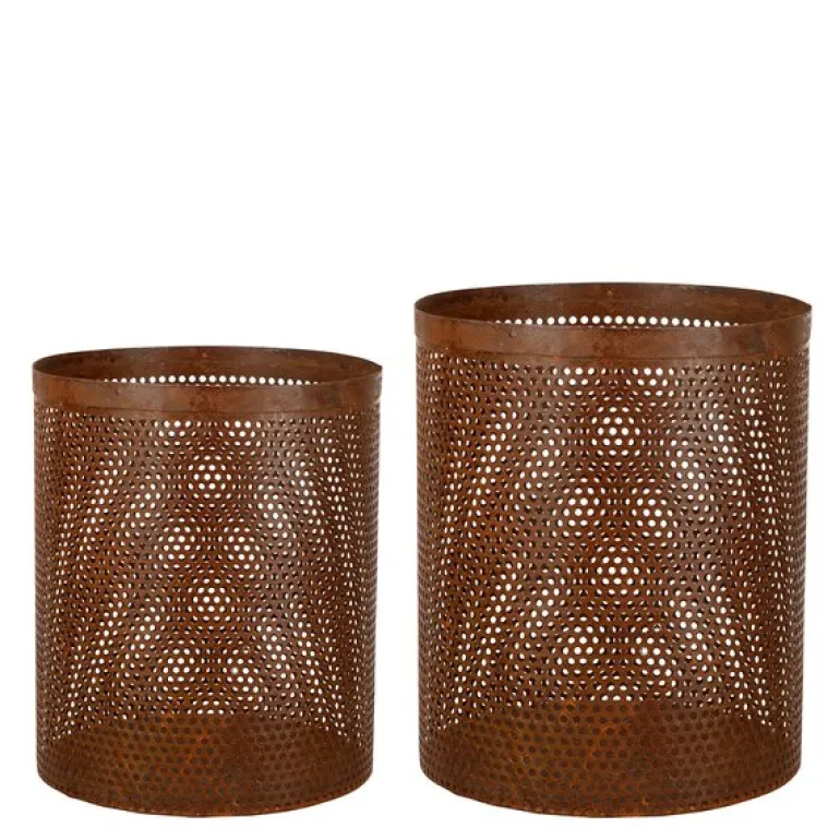 Lykt rund 2 stk 30/25 cm rust