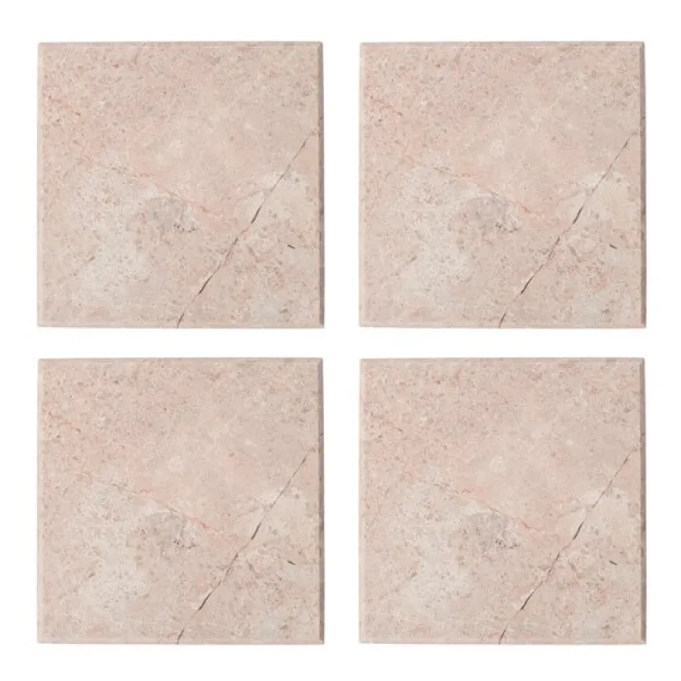 Marmor glassbrikke 10x10 cm 4 stk rosa