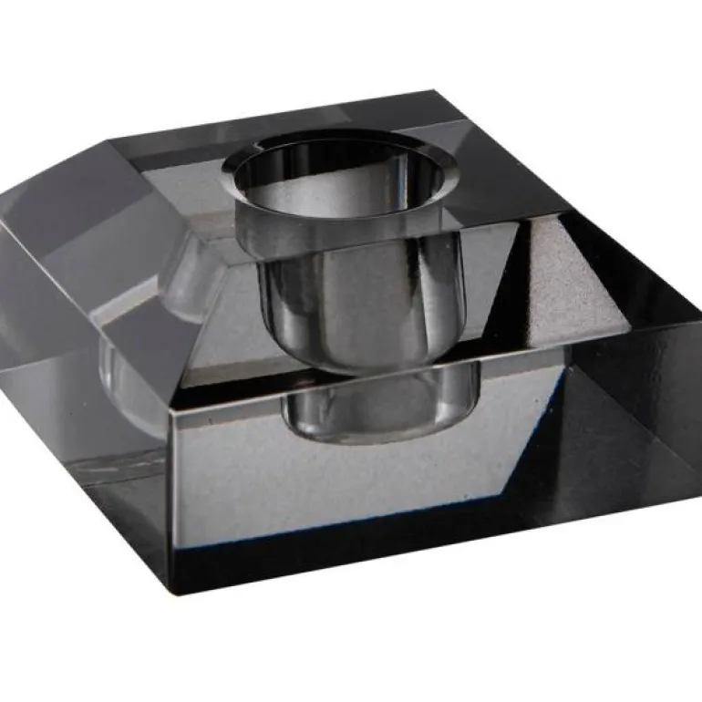 Milano lysestake kvadrat lav 4x6 cm smoke