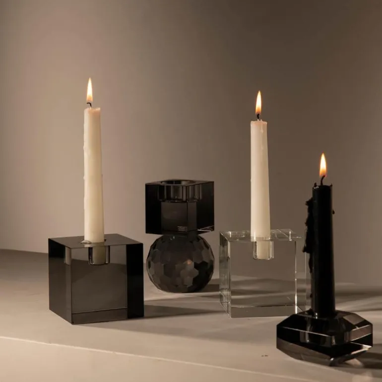 Milano lysestake kvadrat lav 4x6 cm smoke