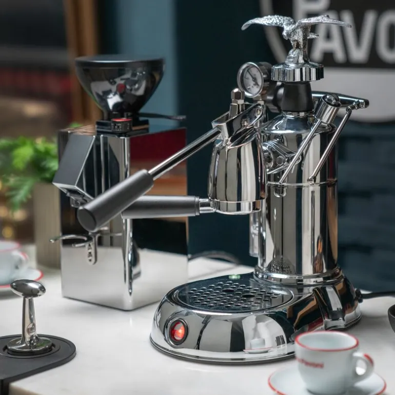 Milano manuell kaffemaskin i rustfritt stål