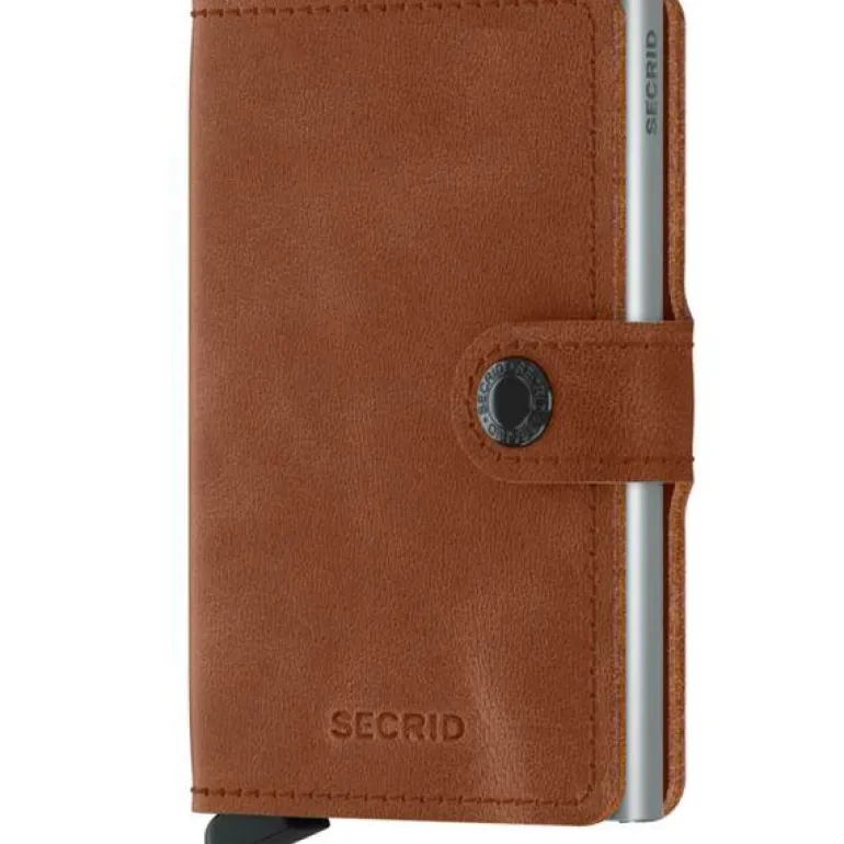 Miniwallet lommebok m/kortholder cognac/sølv