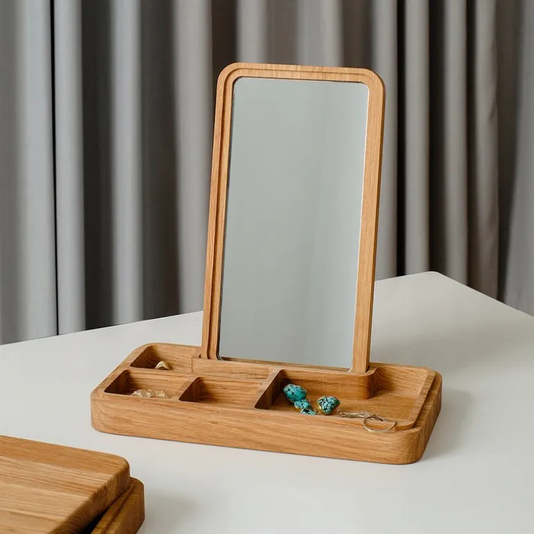 Mirror Box oppbevaringsboks med speil 5,2x32 cm eik
