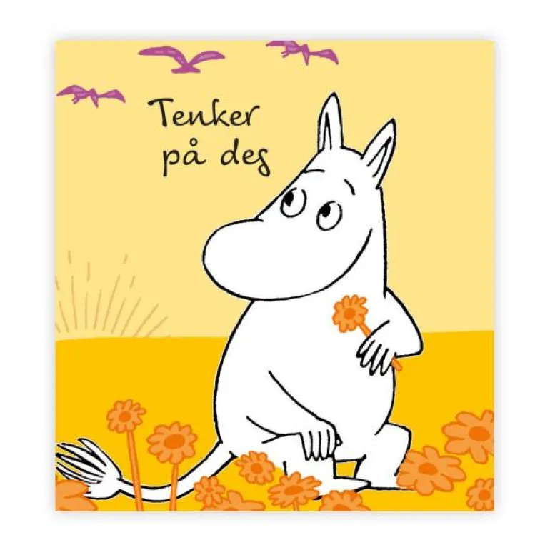 Mummi kort dobbelt Tenker på deg gul