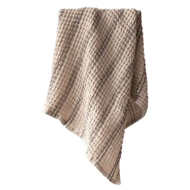Nella håndkle vaflet 50x70 cm taupe stripe