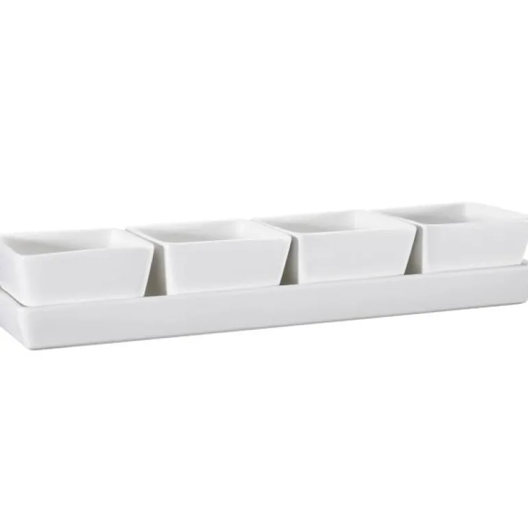 Nor tapasfat 4 skåler 6x9,5x38,5 cm hvit