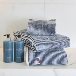 Original håndkle 30x50 cm stripet hvit/navy