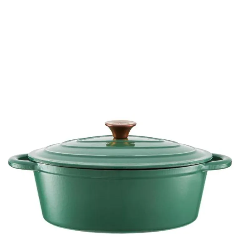 Oval støpejernsgryte 29 cm 3L grønn